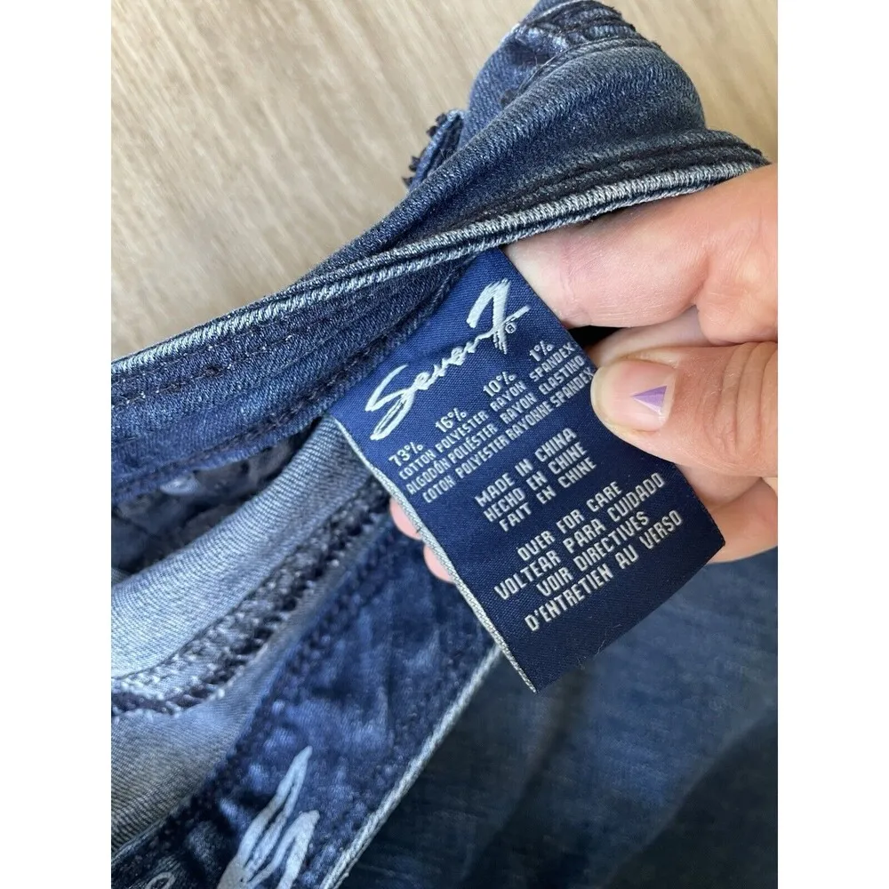 Seven7 Women's Slim Boot cut Dark Wash Jeans Mid Rise Y2k 90s Size 8 - Image 6