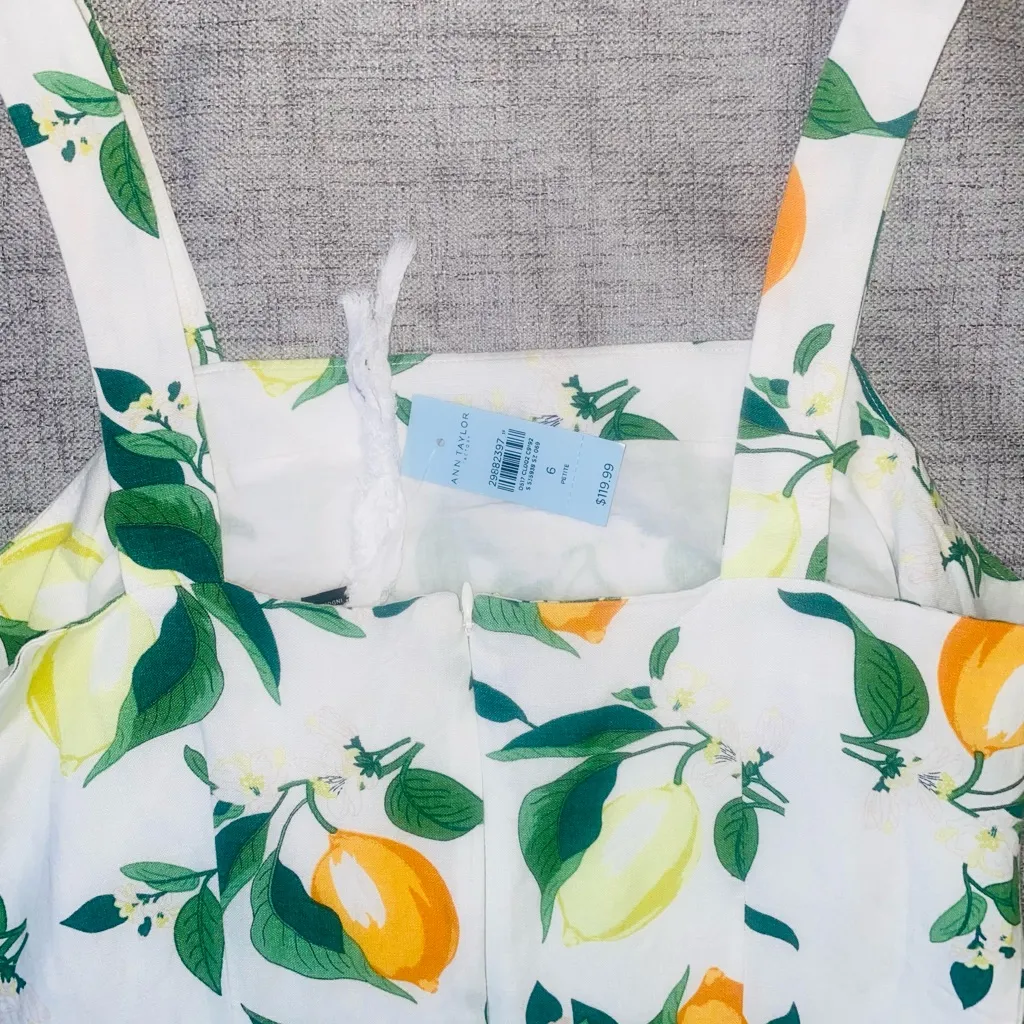 NWT- Ann Taylor Orange Green Halter Sundress, party, vacation, mini lemon dress - Image 4