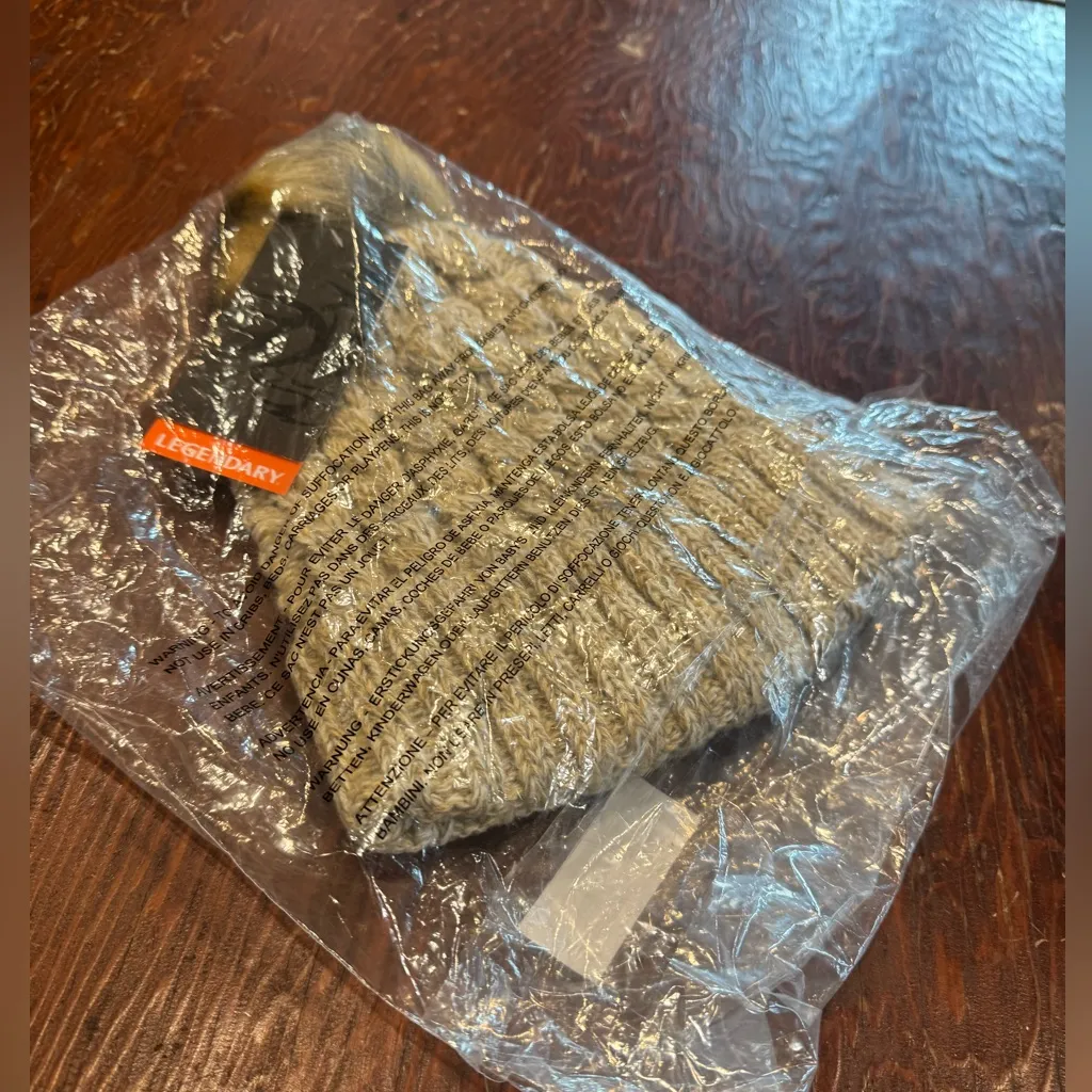 LEGENDARY WHITETAILS Cable Knit BEIGE Cap with Faux Fur Pom Pom (hat not blue) Tan - Image 2