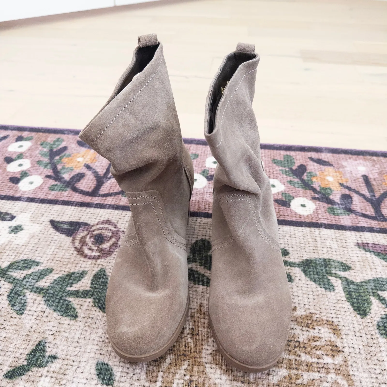 White Mountain Womens Boots Size 10‎ Taupe Suede Bernata Ankle Block Heel Fall - Image 2