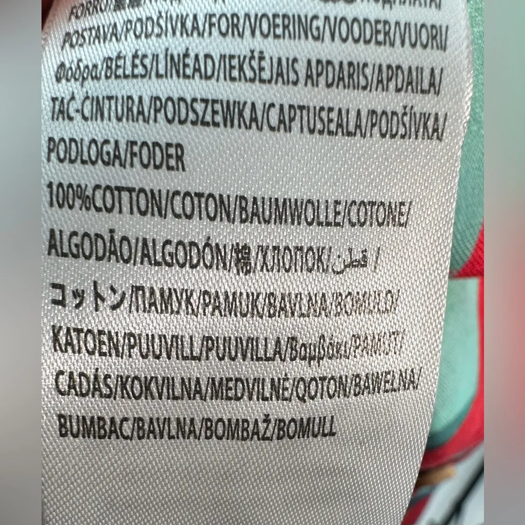 Farm Rio Summer Foliage Linen Mini Dress XS Button Front Tropical Crossback Red - Image 11