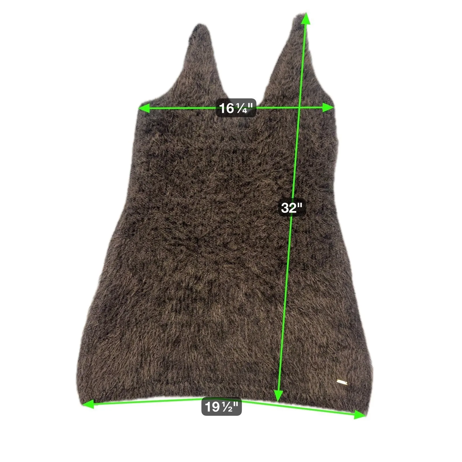 Savage‎ Fenty Fuzzy Tank Dress Sleeveless Black V Neck Mini Dress size L Brown Size L - Image 2