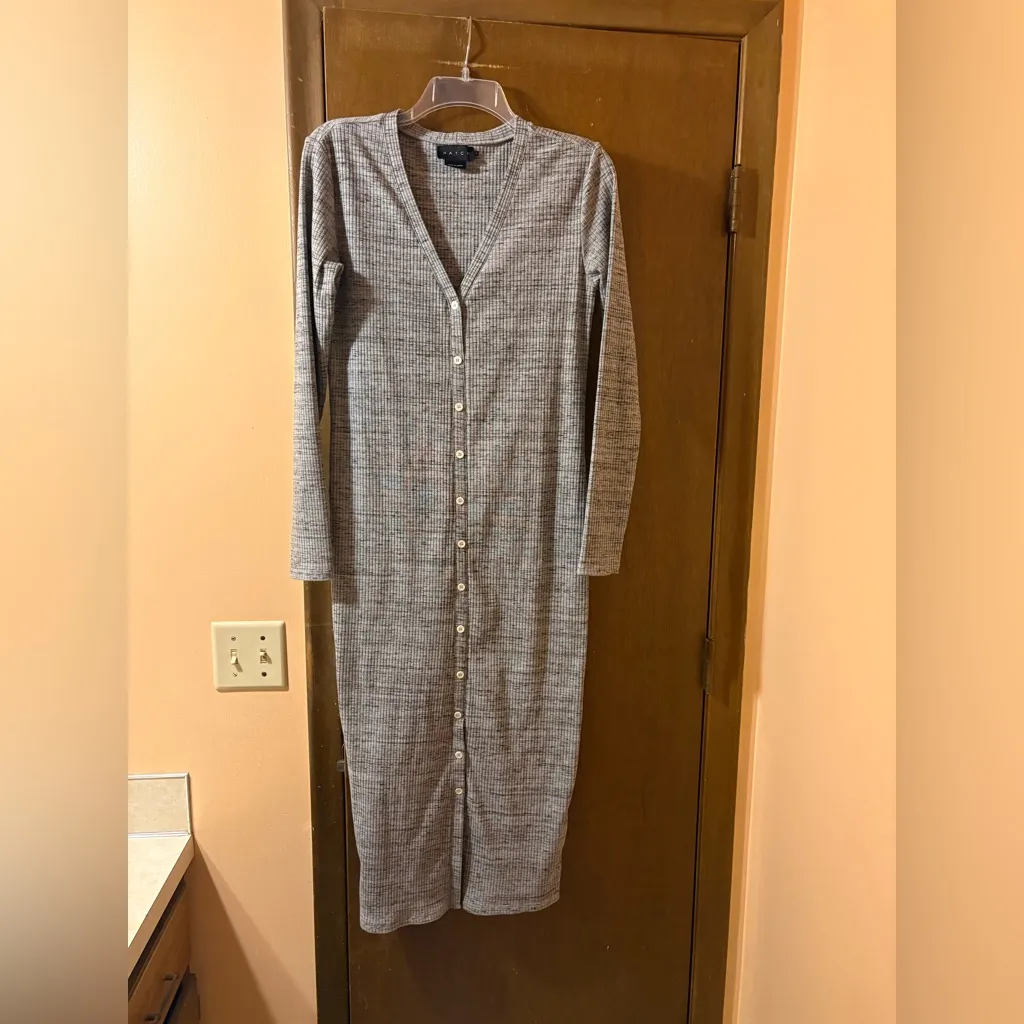 Hatch Harper Cardigan Midi Dress in Pearl Gray Space Dye - Image 5