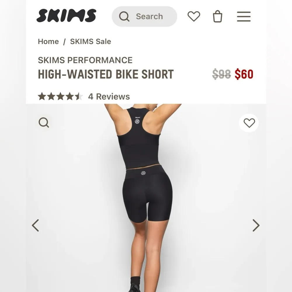 NWT Skims Performance High Waisted Bike Shorts Onyx Color Size M - Image 13