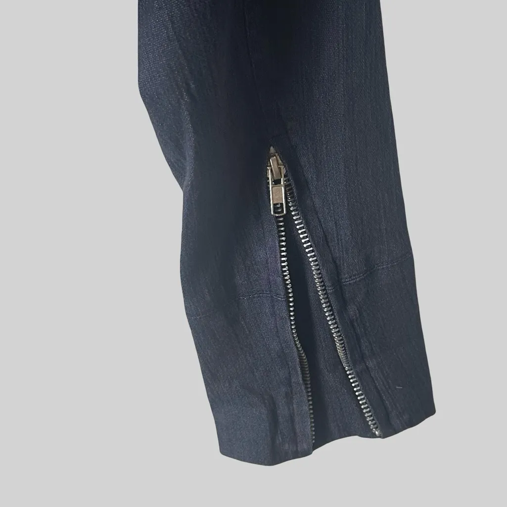 Vintage Feline Cropped Beaded Moto Jacket Navy Blue Small - Image 6