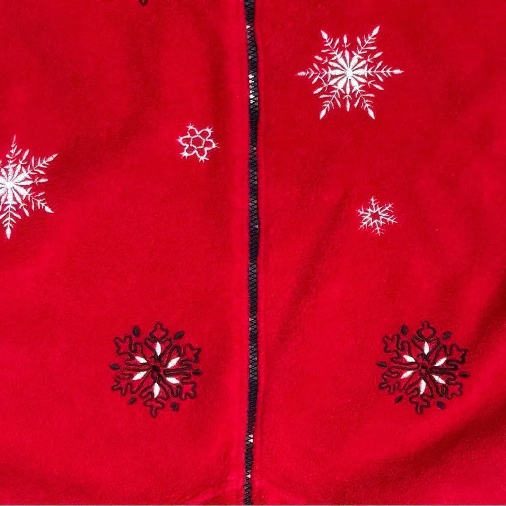 Nick & Sarah Vintage Red Zip Up Embroidered Snowflake Sweater Women’s Medium - Image 3