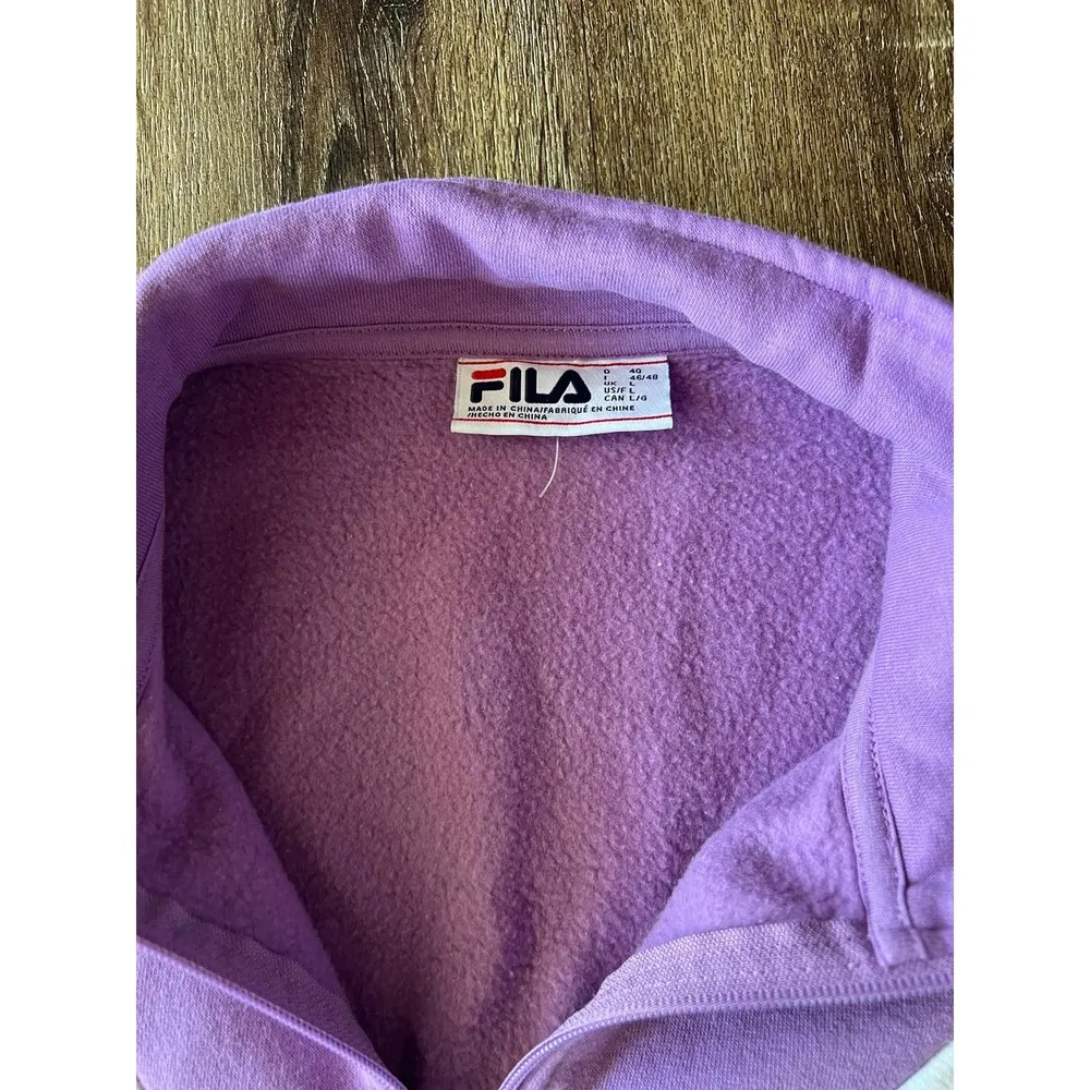 Fila Women’s Gray Purple Quarter Zip Pullover Sweater Size Large - Image 7