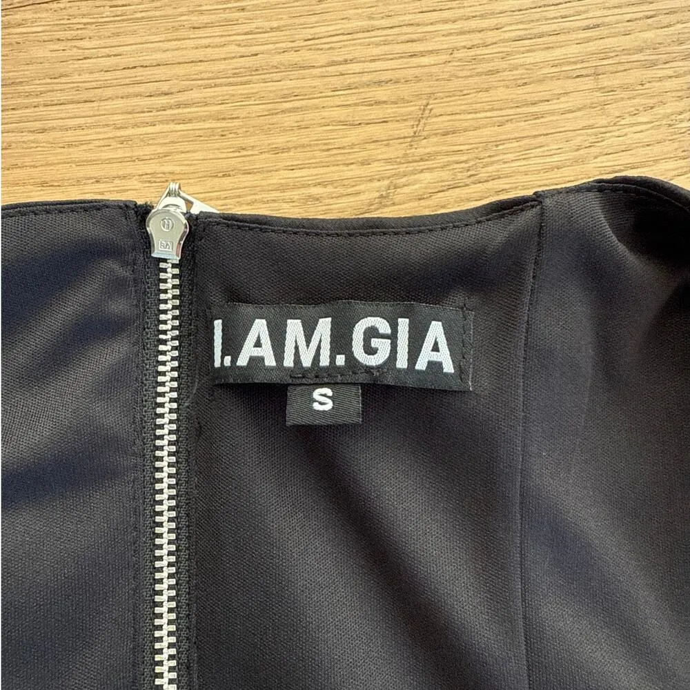 I.AM.GIA - Coco Zip Up Corset Top in Black & Silver - Image 2