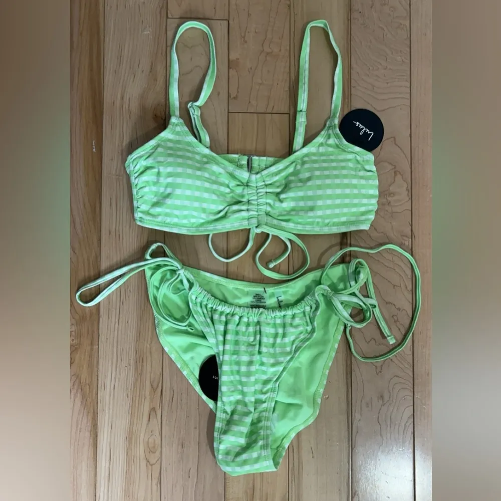 LULU’S CHECK YOURSELF OUT GREEN GINGHAM BIKINI - Image 4