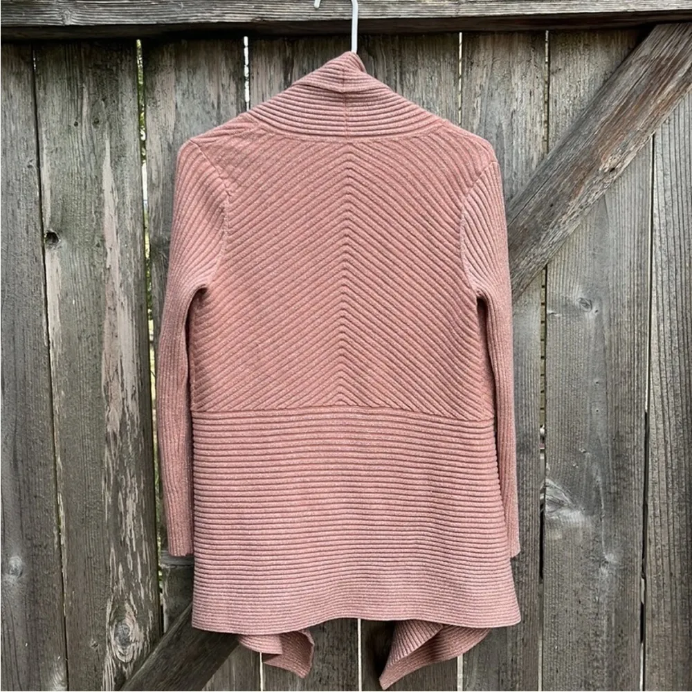 EUC White House Black Market Ribbed Open Front Draped Sweater - Image 5