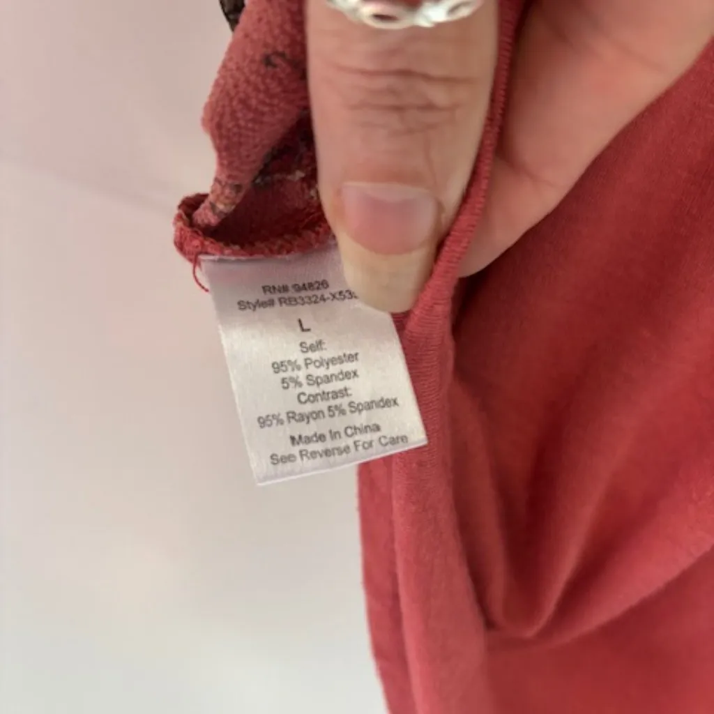 Tempted Los Angeles L Ruffle Plunging V Neck Zip Cottagecore Floral Coral Pink Red Size L - Image 8