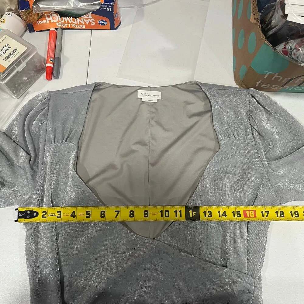 Lovers + Friends Mila Mini Dress Party in Silver Metallic Womens Size XL - Image 6