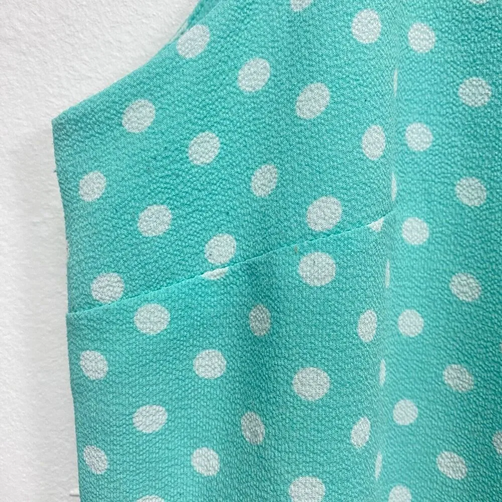 Story womens green white polka dot peplum hem casual sleeveless Top Blouse Sz M Size M - Image 8