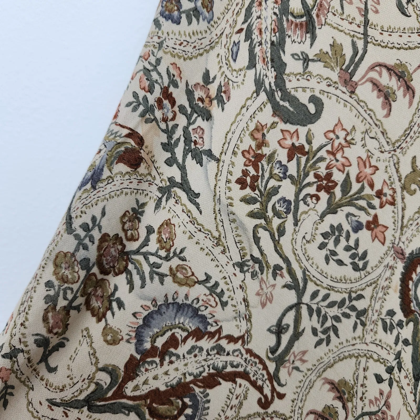 Vintage Banana Republic Beige Floral Tapestry Circle Skirt Mini 90s Boho M - Image 4