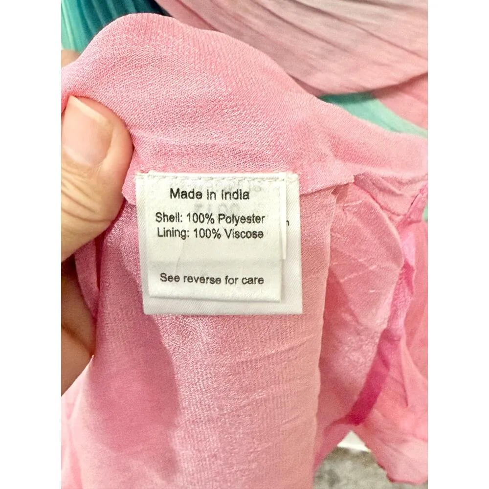 NWT Rococo Sand Luca One Shoulder Pleated Cocktail Maxi Dress Ombre Women's M Green Size M - Image 6