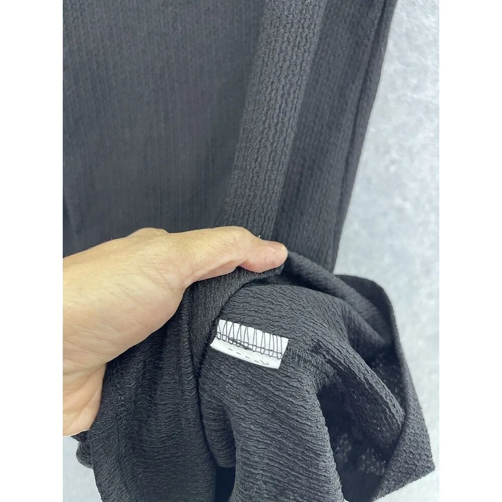 ZARA Women's Dress Solid Black High Neck Lace Trim Size Large Swing - Image 5