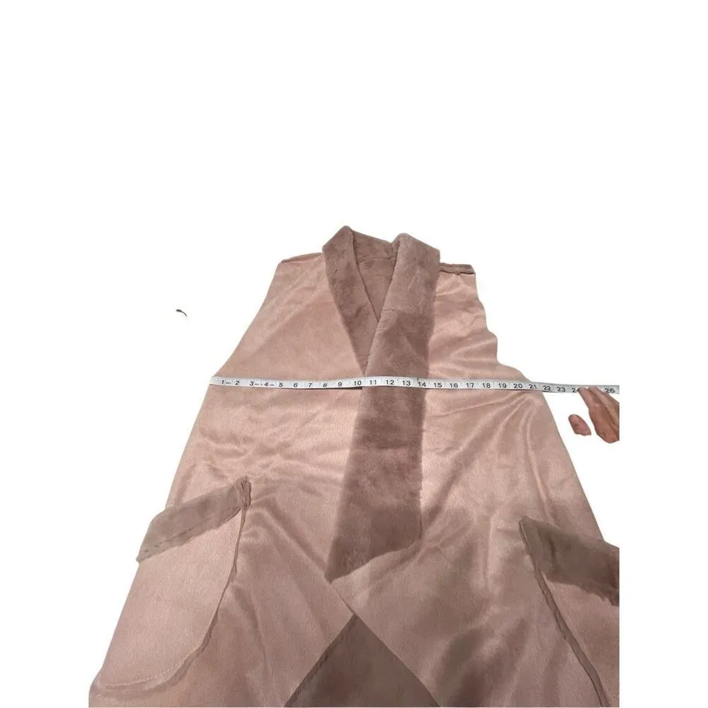 Love Of Fashion Faux Fur/Faux Suede Open Vest One Size Beige NWT Tan - Image 6