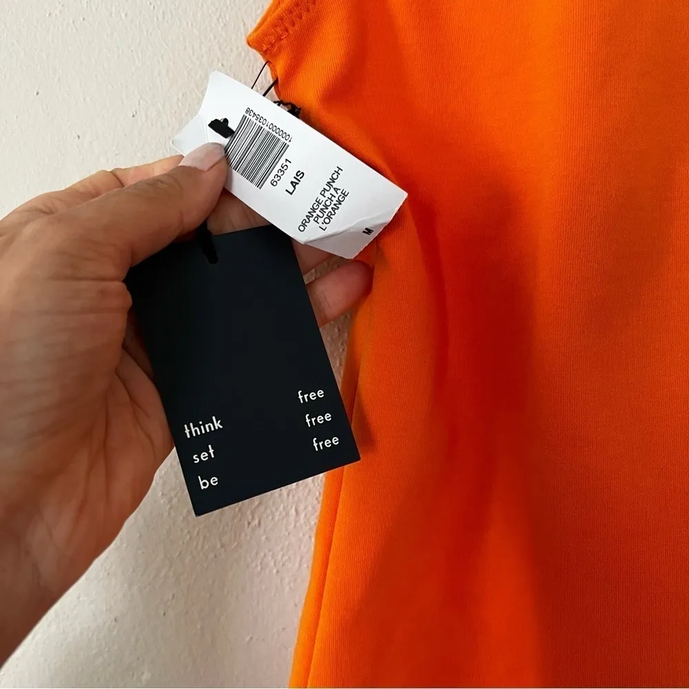 NWT ARITZIA WILFRED FREE Lace-Up Tank Bodysuit in Orange Punch Size M - Image 3