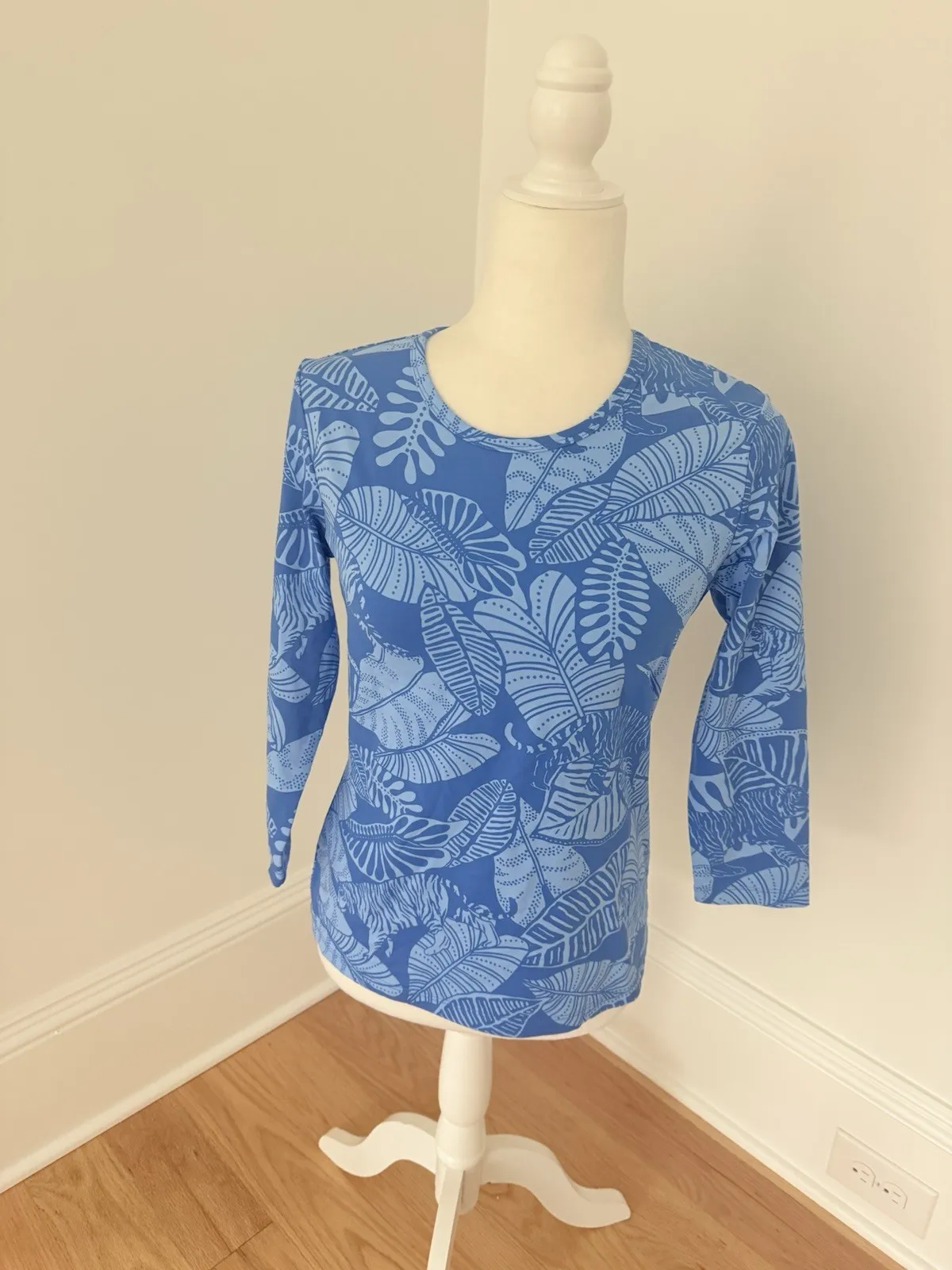 J. MCLAUGHLIN Signature Tee Sahara Palm Blue Women S Catalina Cloth 3/4 Sleeve - Image 11