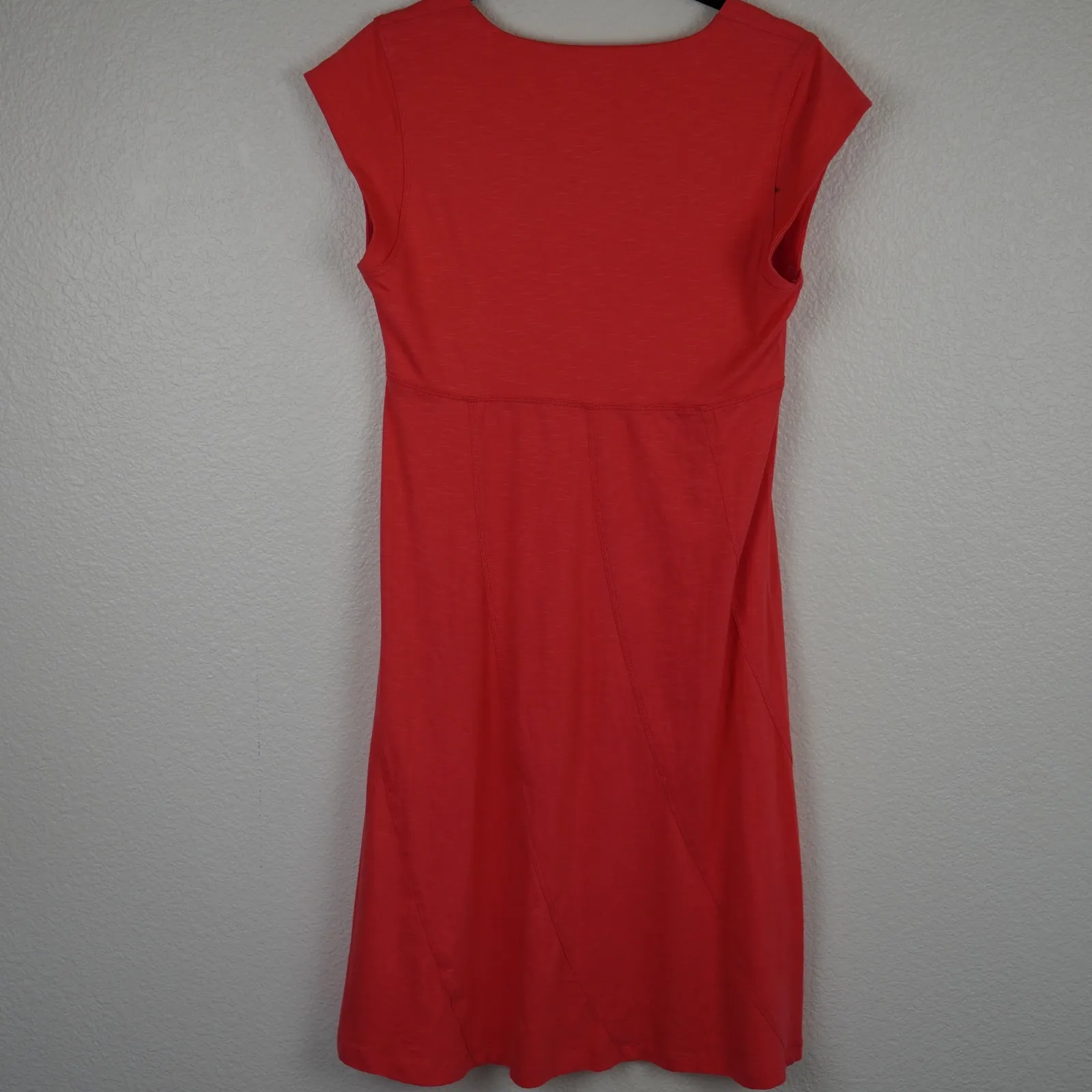Horny Toad Orange Square Neck Cap Sleeve Midi Dress XS Tencel‎ Cotton Minimalist - Image 4
