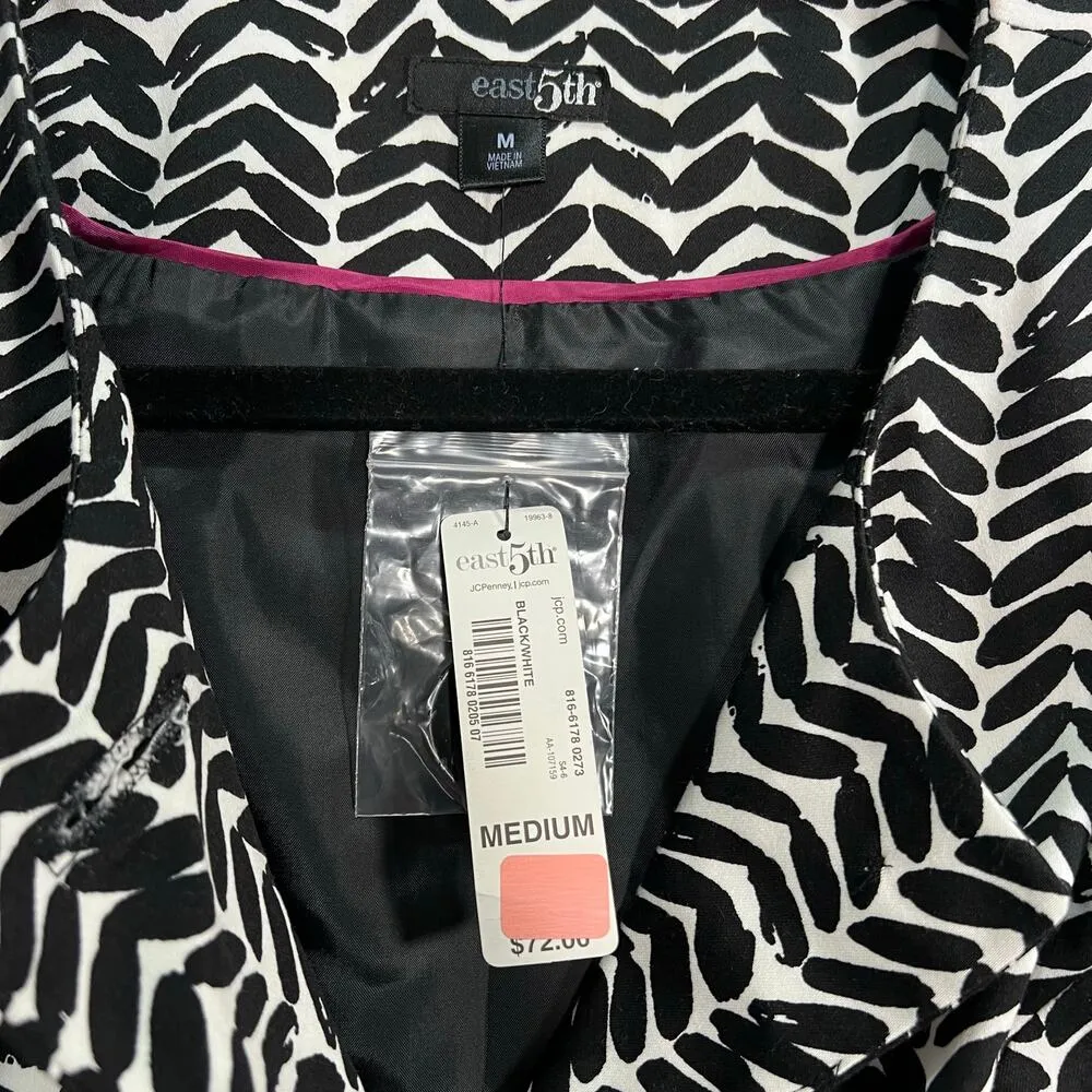 East 5th NWT Womens Coat Trench Lined Black White Medium Y2K Workwear Mom Coat - Image 8