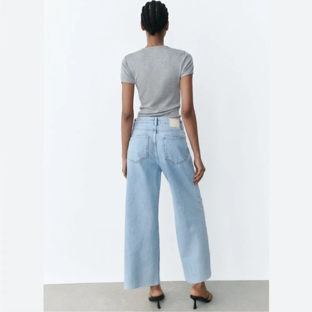 Zara High-Rise 8197/816 Wide Leg Culotte Jeans Sz:00 NWT C24 - Image 3