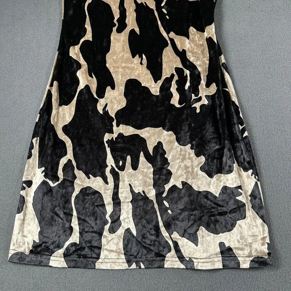 Cider  Womens Small Black Patterned Print Mini Dress Spaghetti Straps Pullover - Image 2