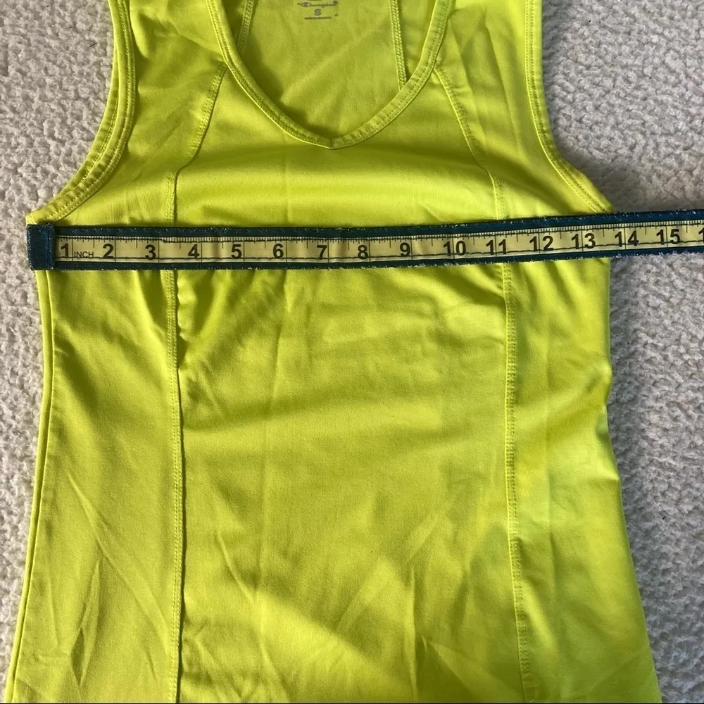 Champion Athletic Workout V-Neck Sleeveless Tank Top Fluorescent Yellow Small - Image 5