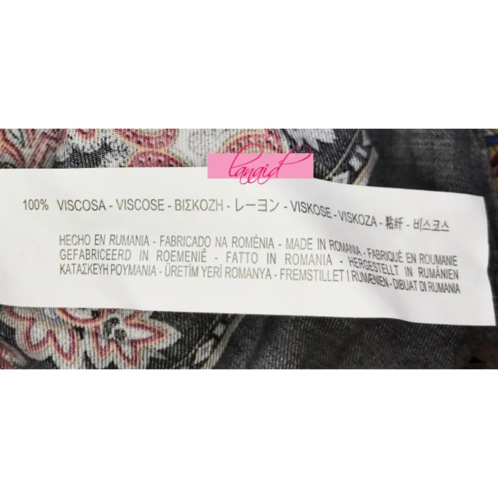 Floral Babydoll Button-Up Buttondown Back Long Sleeve Empire Waist Dress S - Image 7