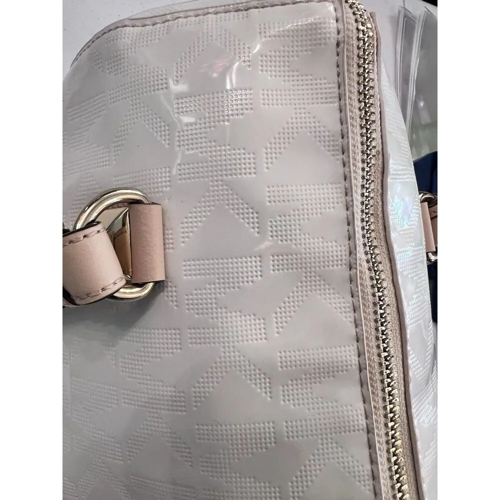 MICHAEL KORS Jet Set White Signature Boston Bag Authenticated Rare Patent Design - Image 8