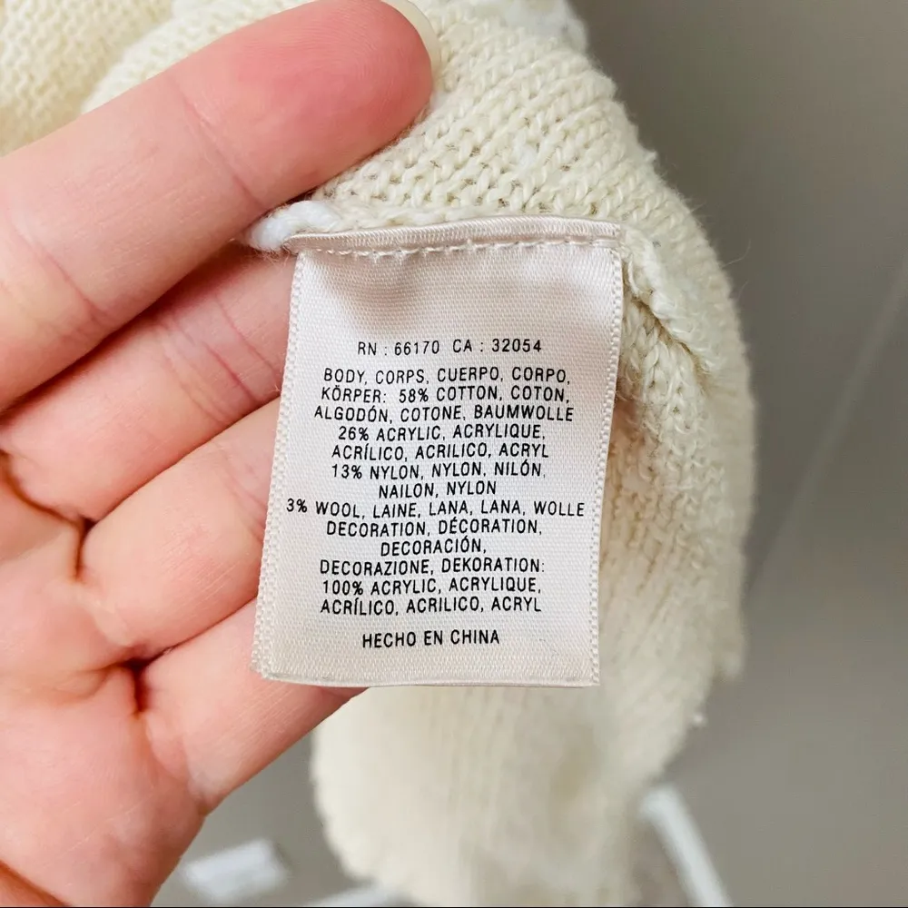 Sleeping On Snow by Antro. Knit Top Cream Sz Small - Image 5