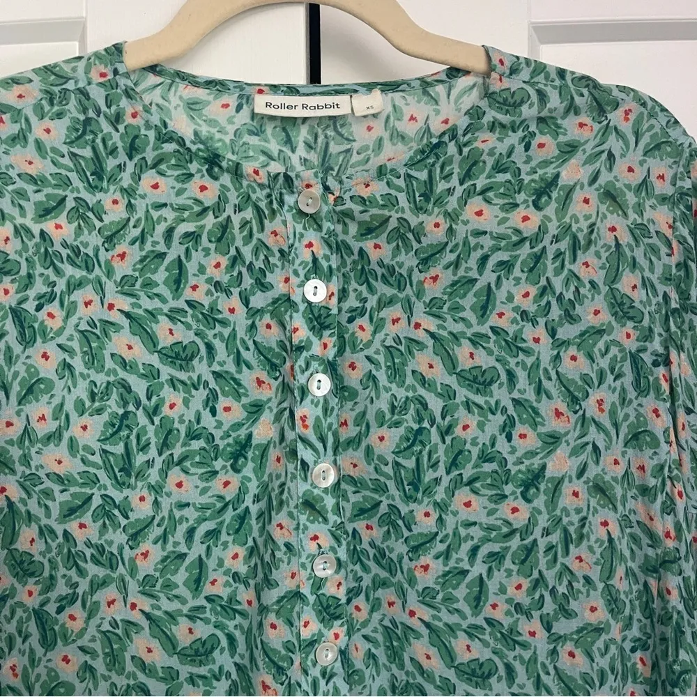 Roller Rabbit Cerro Green Floral Dress Long Sleeve Curtis Maxi - Image 2