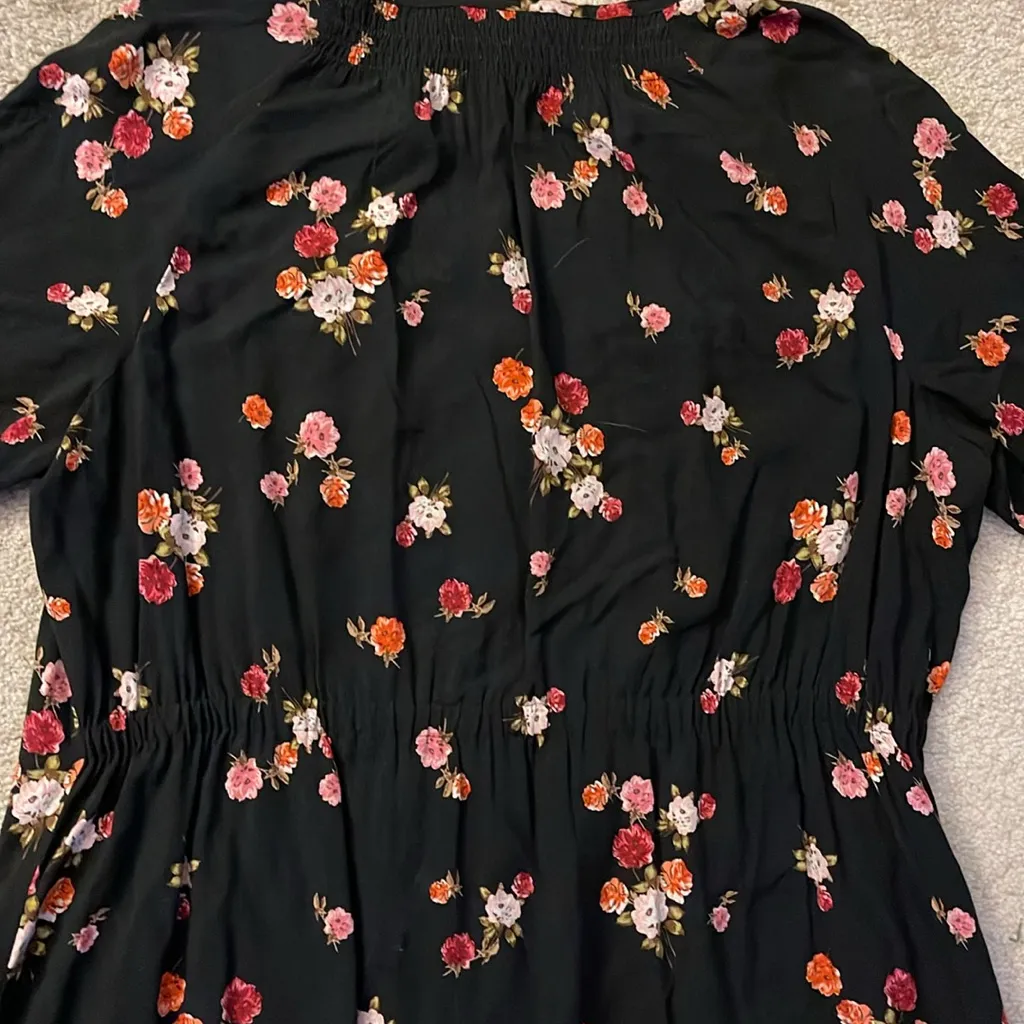 EGC black & floral J. Jill full button up long‎ sleeve midi dress size Medium - Image 7