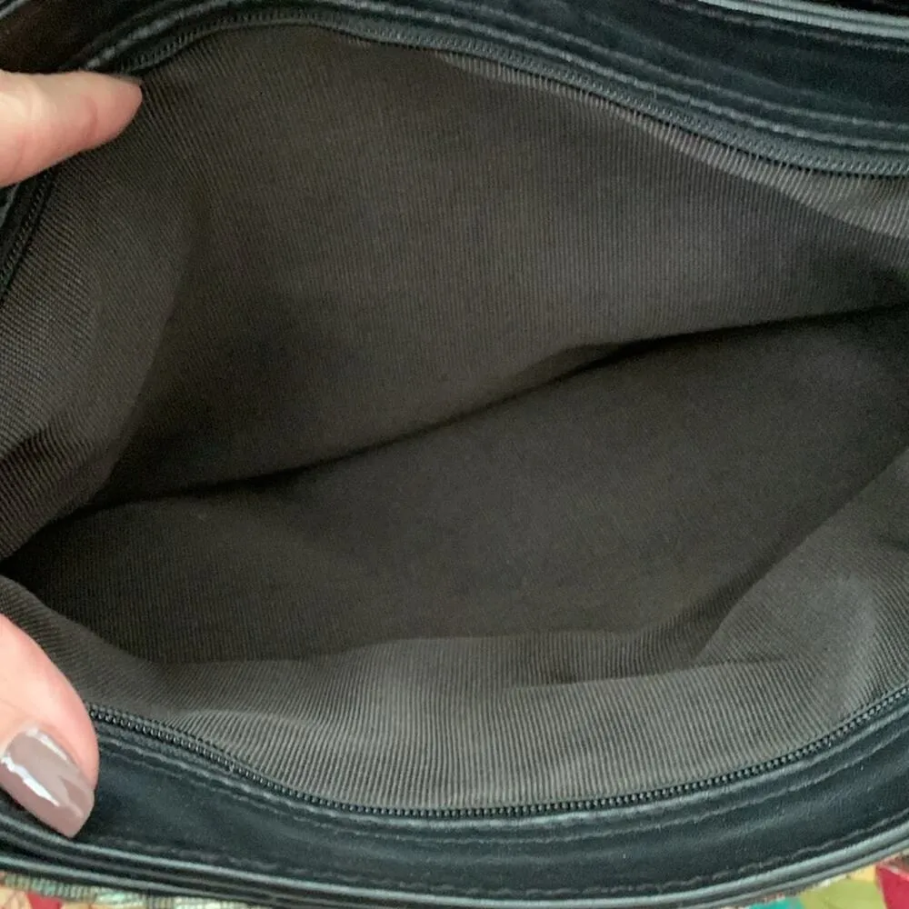 Vintage SAS USA Dark Floral Tapestry Adjustable Crossbody Purse Bag - Image 8