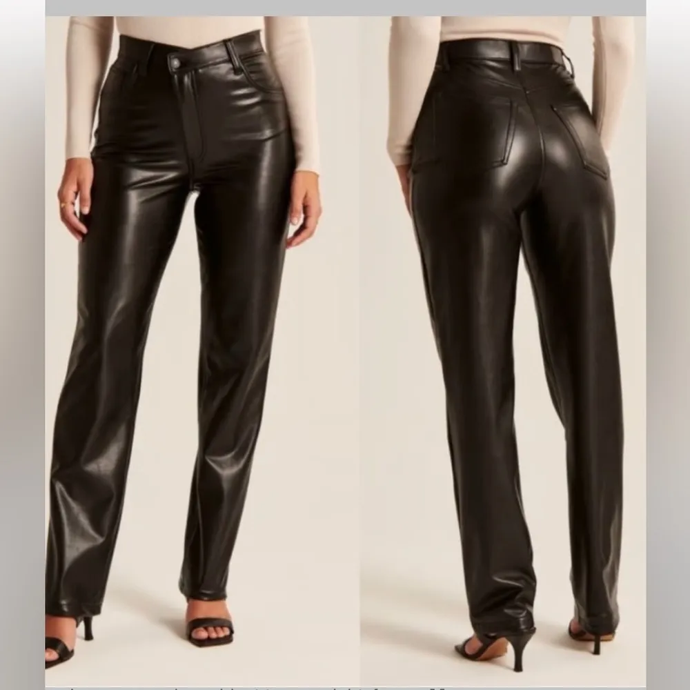 Abercrombie NEW WITH TAGS 90’s Straight Ultra High Rise‎ Leather Pants 27 grunge - Image 2