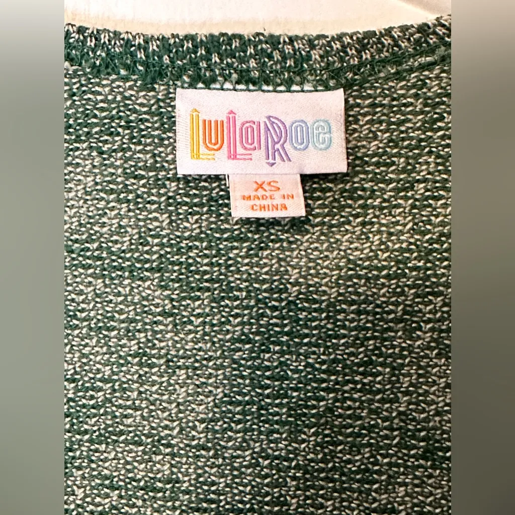 LulaRoe Longline Vest Joy Green W/ White‎ Cover Up Lightweight XS NWT - Image 9