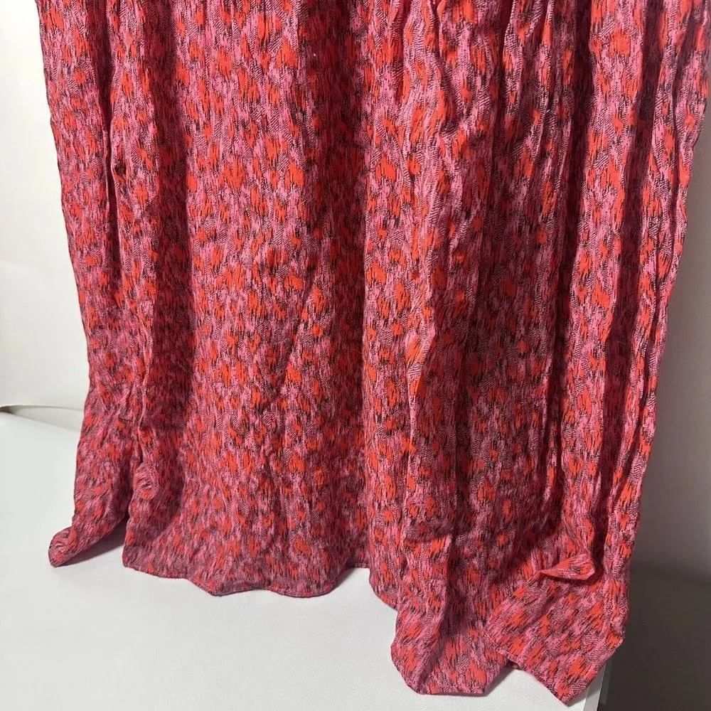 Joie Boho Tiered Maxi Dress Large Sundress Red Pink Tea Rose Sleeveless … - Image 7