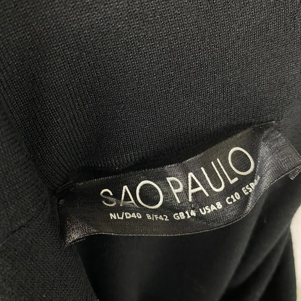 São Paulo Black Flattering Cowl Neck Knit Sweater Sheath Dress Size 8 - Image 6