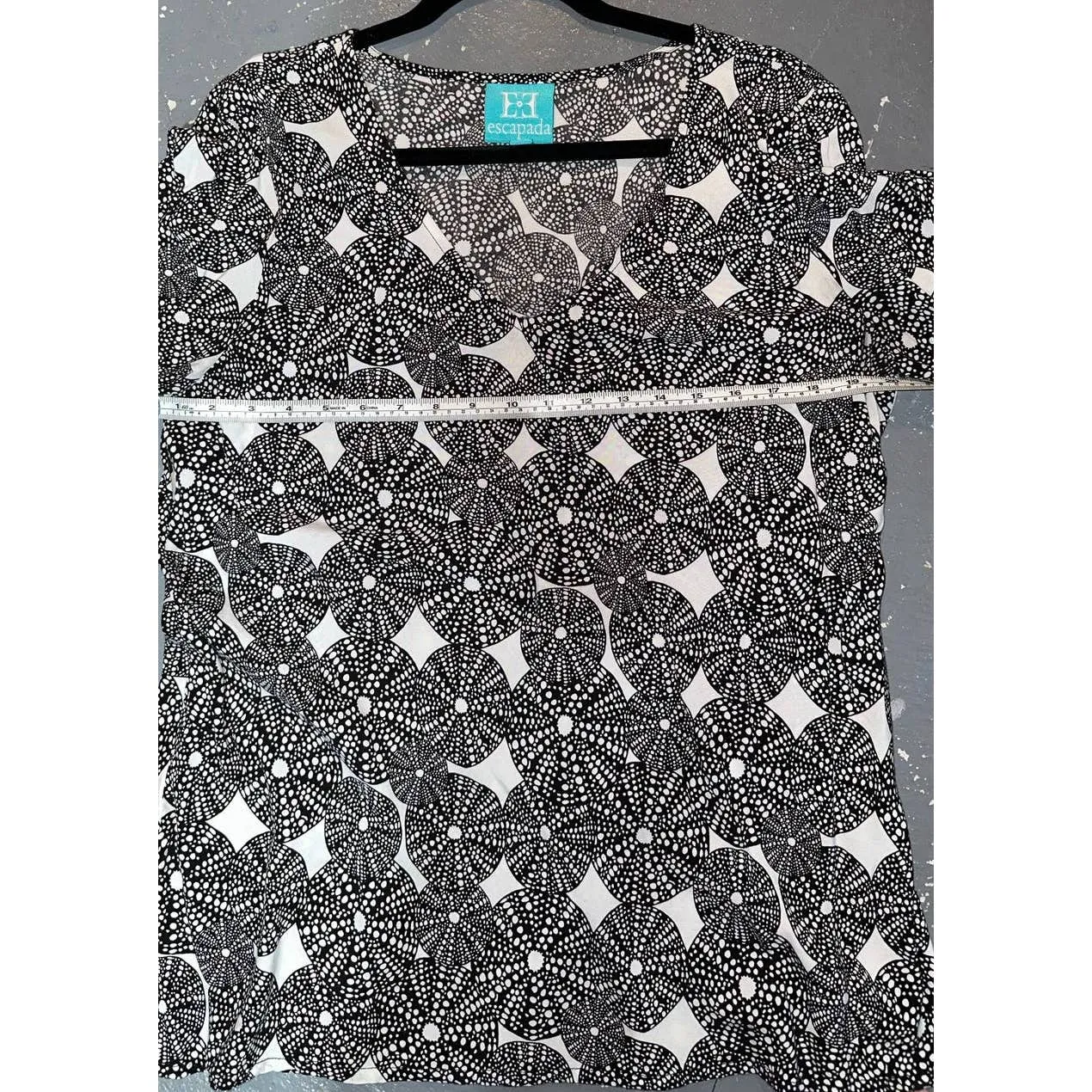 escapada Black print 3/4 flared sleeve tunic shirt size‎ XL - Image 6