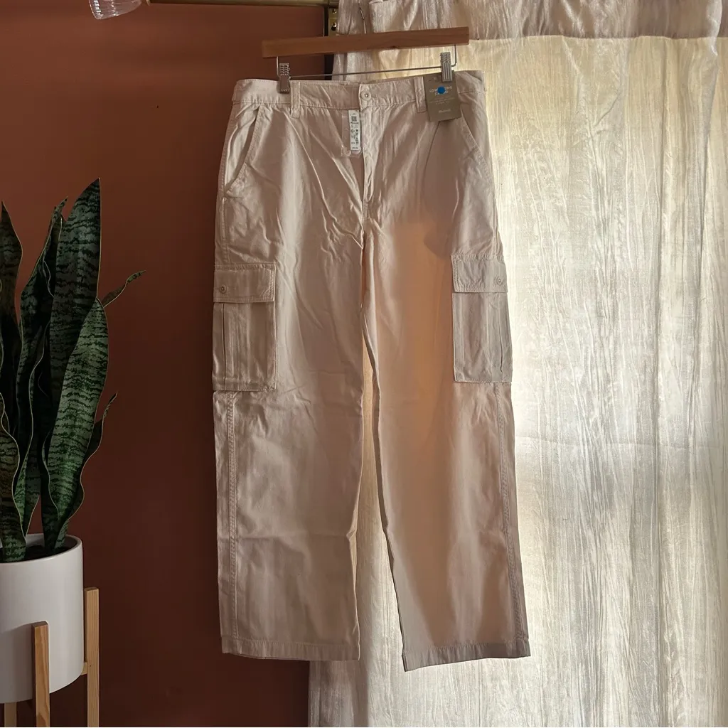 Madewell Garment-Dyed Low-Slung Straight Cargo Pants Beige Tan Khaki NWT Size 30 - Image 4