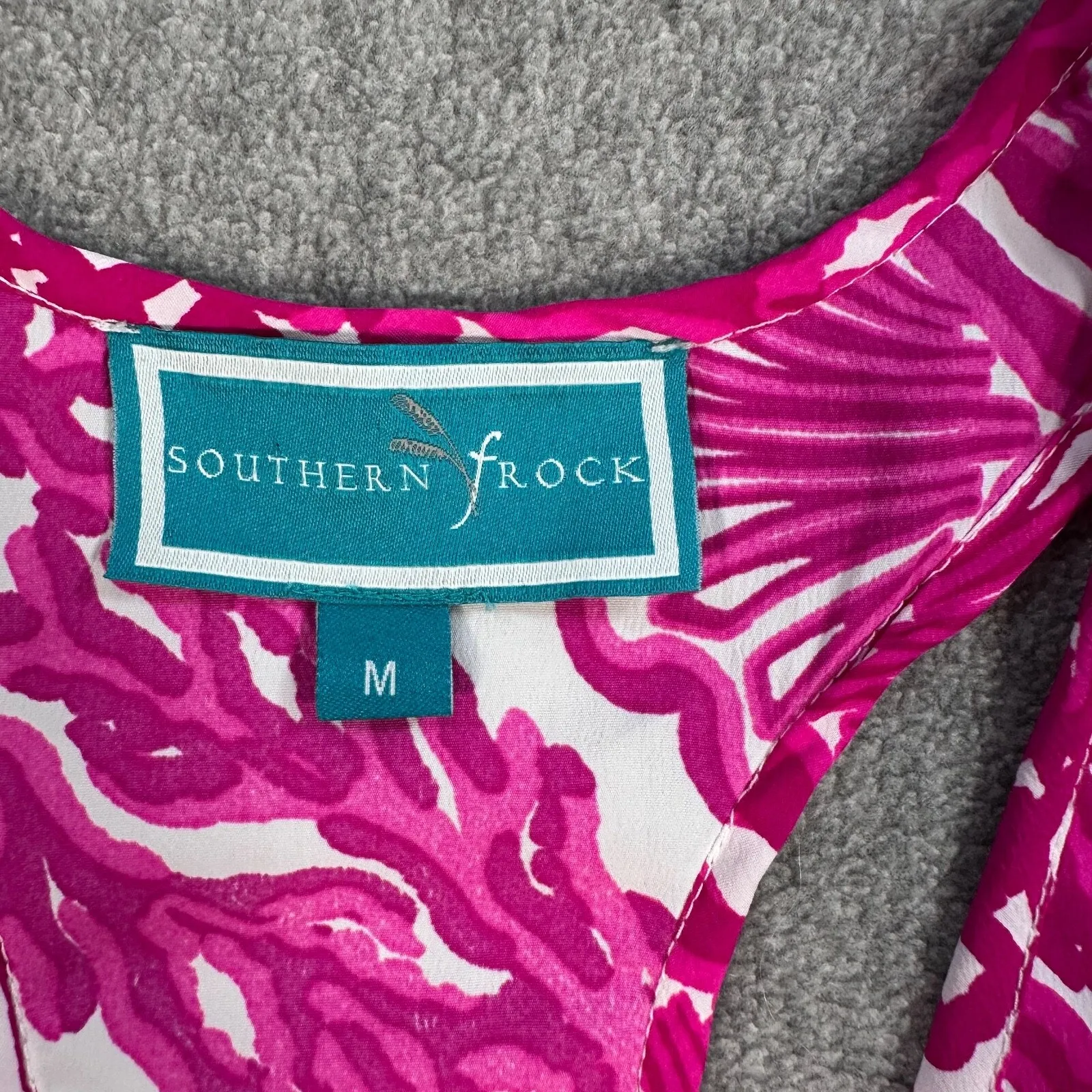 Southern Frock Racerback Tank Tom Women's Medium Pink/White V-Neck Sleeveless - Image 3