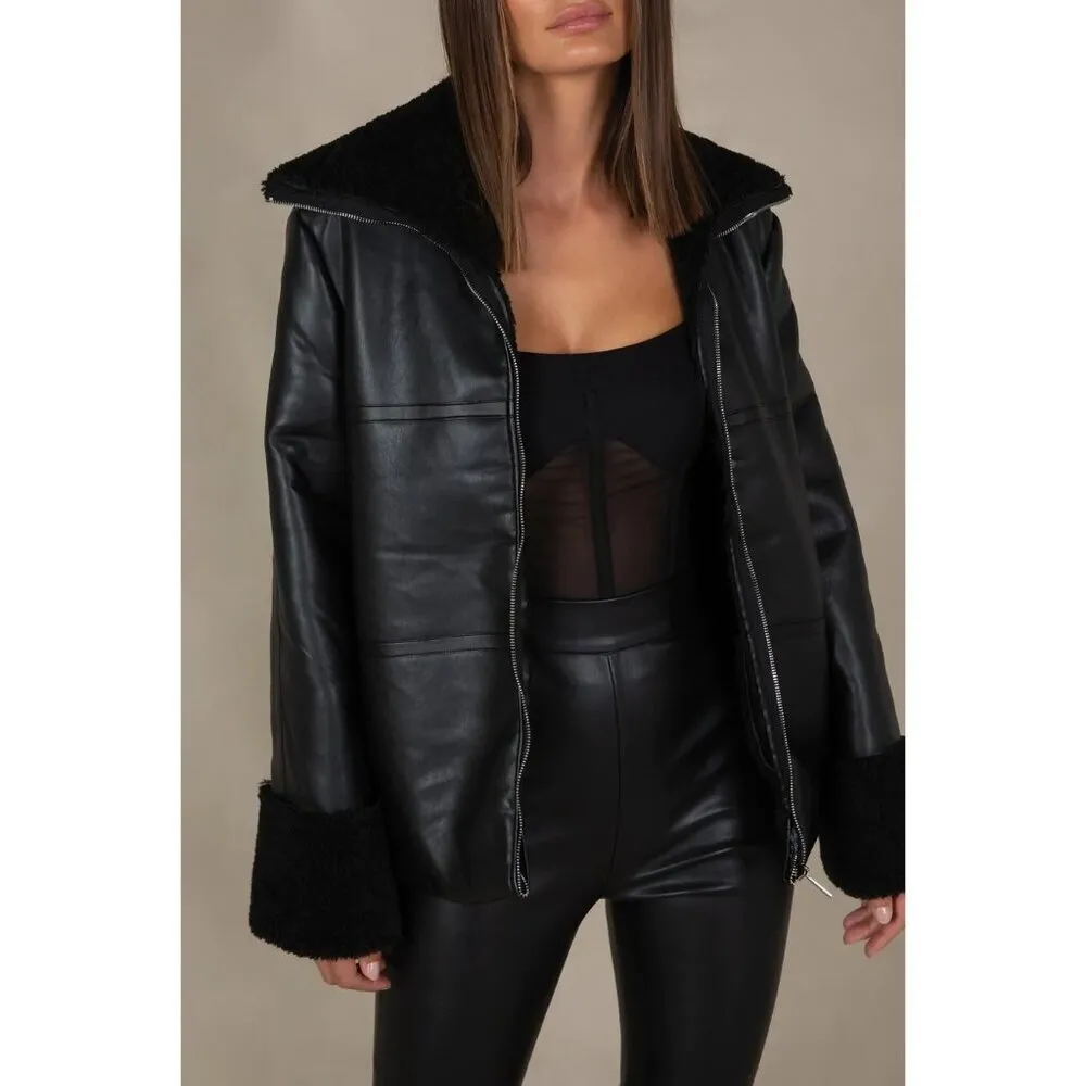 MISHA Aubrey Faux Leather Pants in Black 2 New Womens Vegan Trousers - Image 10