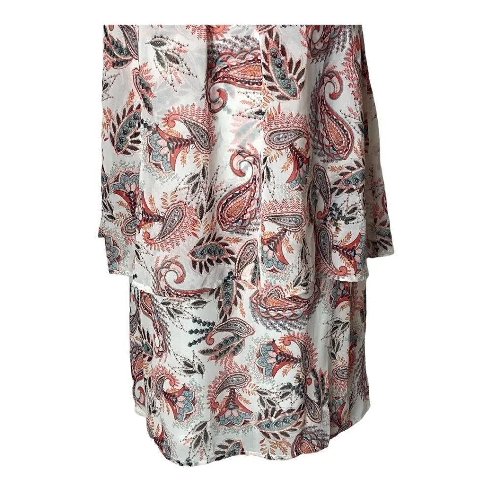 Collective Concepts Ivory Red And‎ Blue Paisley Print Tiered Strappy Dress XS - Image 7