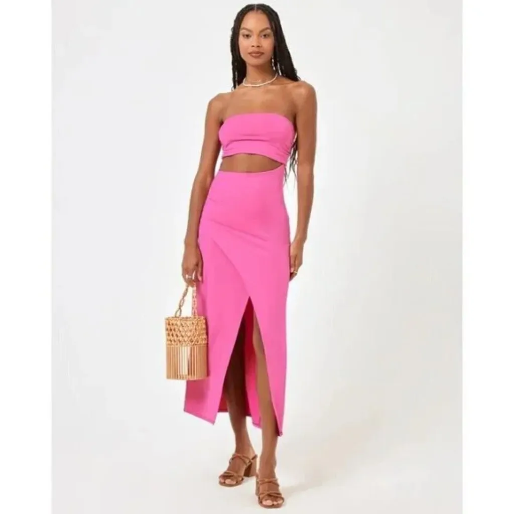 L*SPACE Corsica Cutout Strapless Cover-Up Dress in Bougainvillea Size X-Small - Image 2