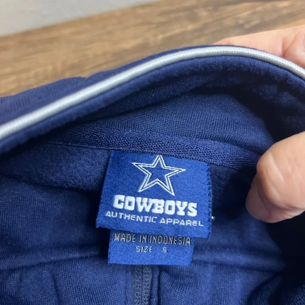 Dallas Cowboys Authentic Full Zip Fleece Jacket Navy/White Size Small Blue - Image 3