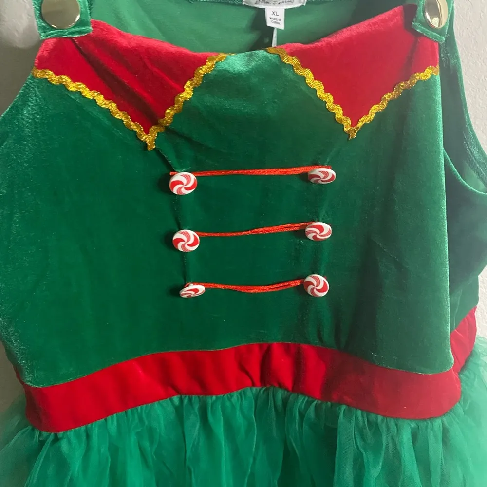 NWT Women Christmas Festive Holiday Costume Elf Green Tutu Dress XL Extra Large - Image 2