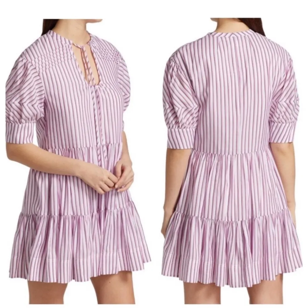 TANYA TAYLOR Calyn Stripe Mini A-Line Flounce Dress Size XS - Image 2