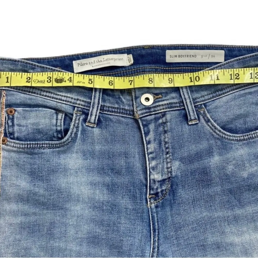 Pilcro Anthropologie Women's Sz 26 Blue Side Stripe Slim Boyfriend Crop Jeans - Image 7