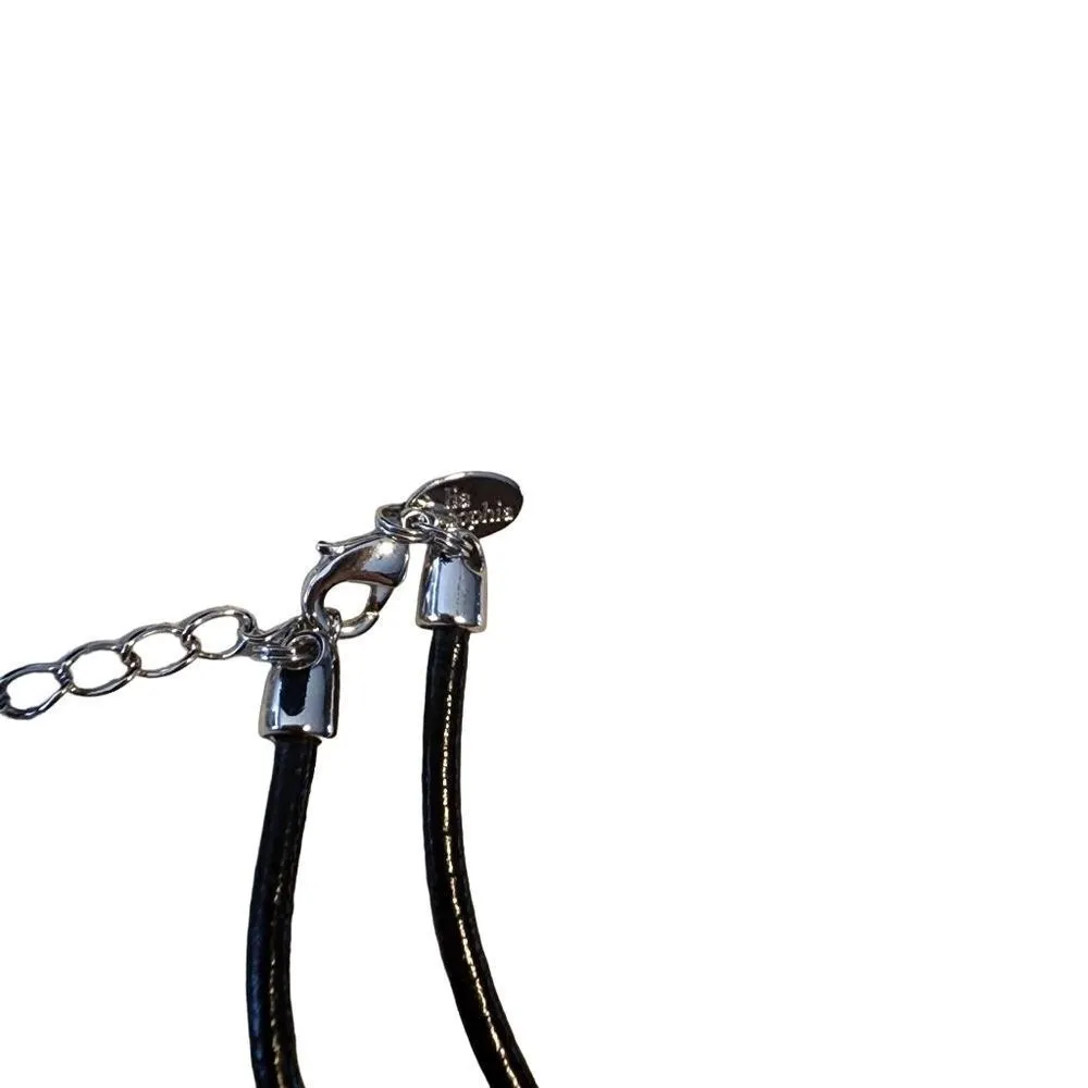 Lia Sophia De Orse Black & Silver Mother of Pearl Teardrop Necklace - Image 4