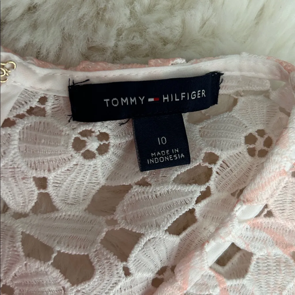 Tommy Hilfiger Garden Tour Peach Lace Flutter Sleeve Dress - Image 8